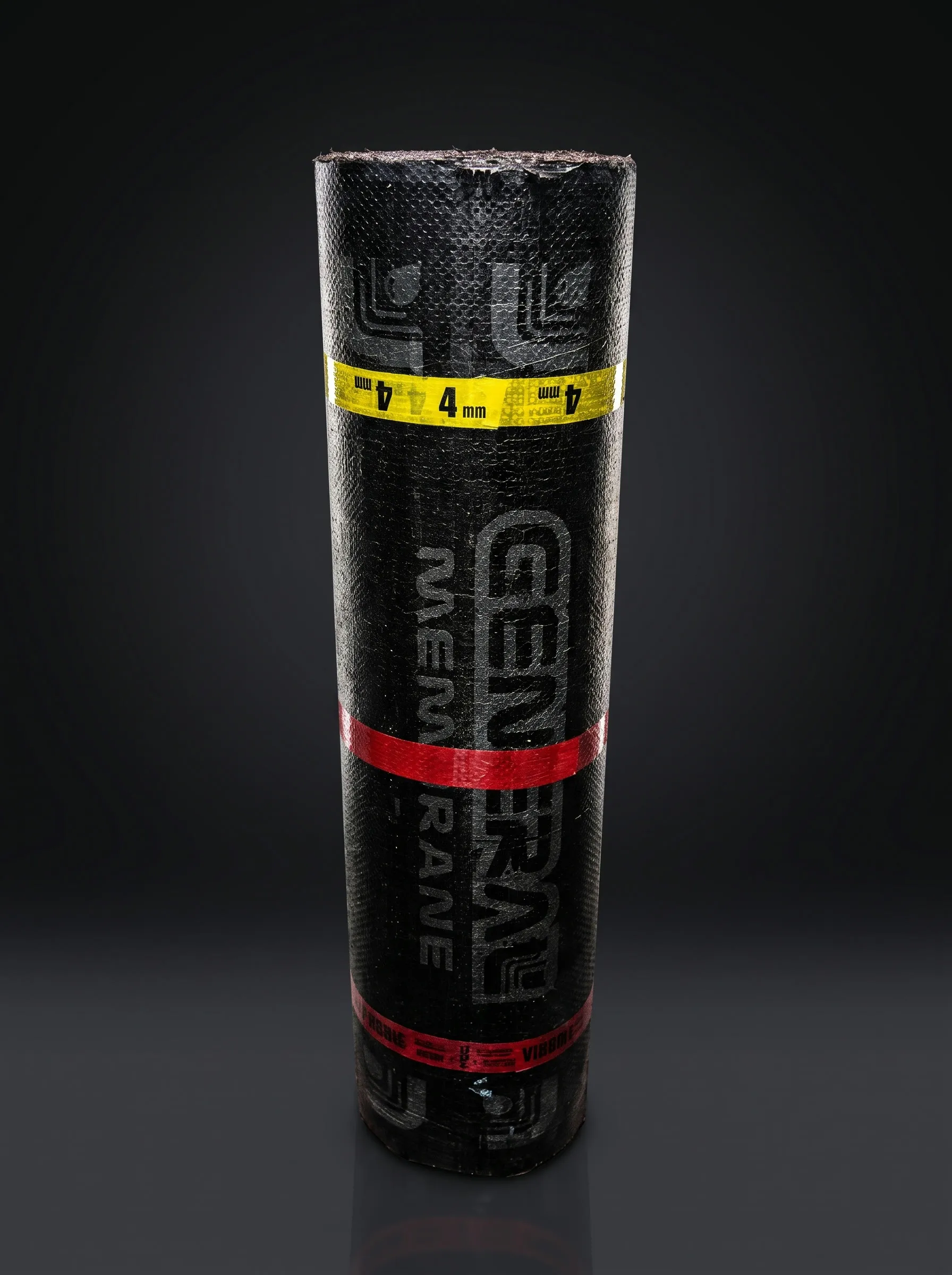 Black wrap side of the roll with GENERAL MEMBRANE print