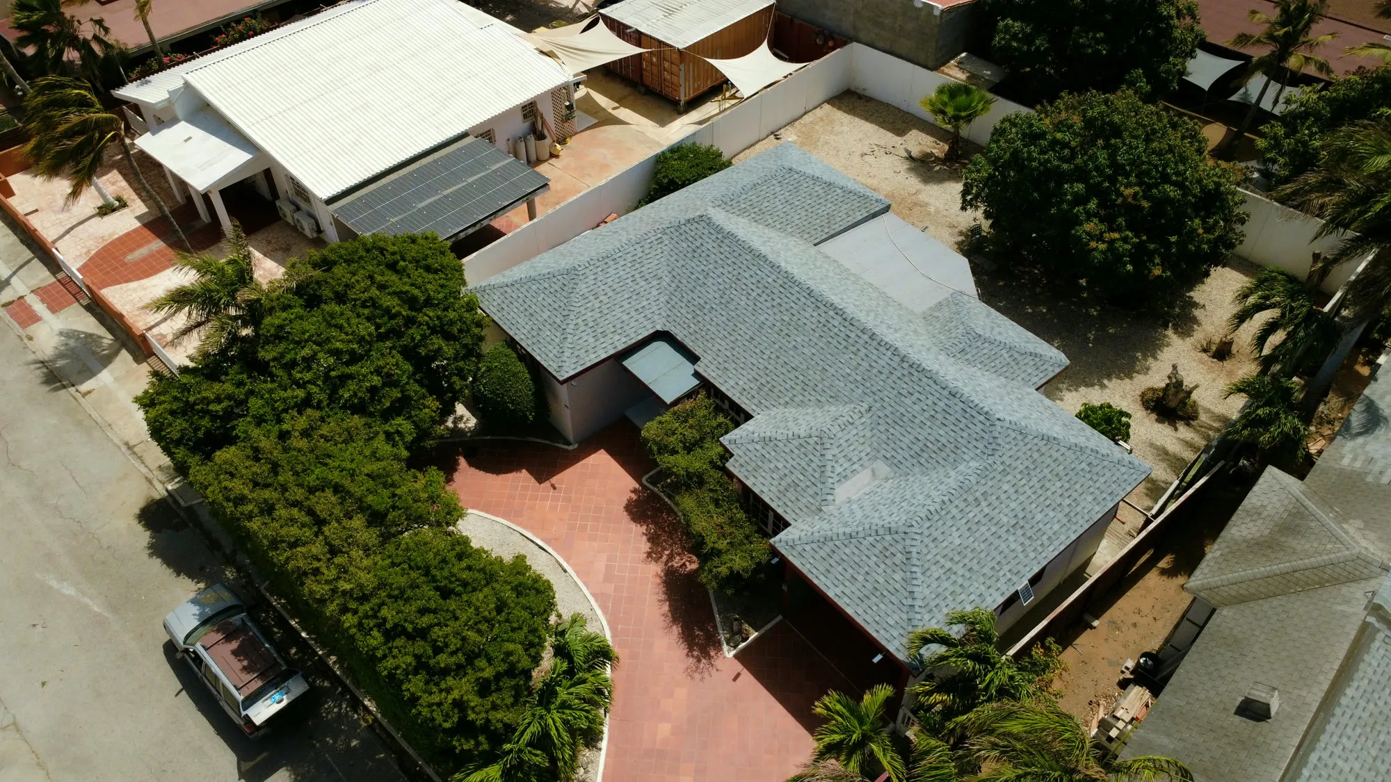 Wayaca full shingle roof replacement, aerial view